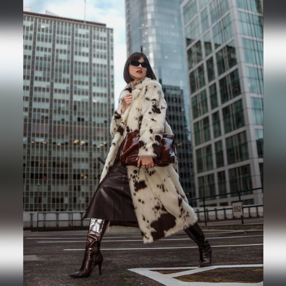 BNWT! Zara faux fur animal print coat - Picture 4 of 16